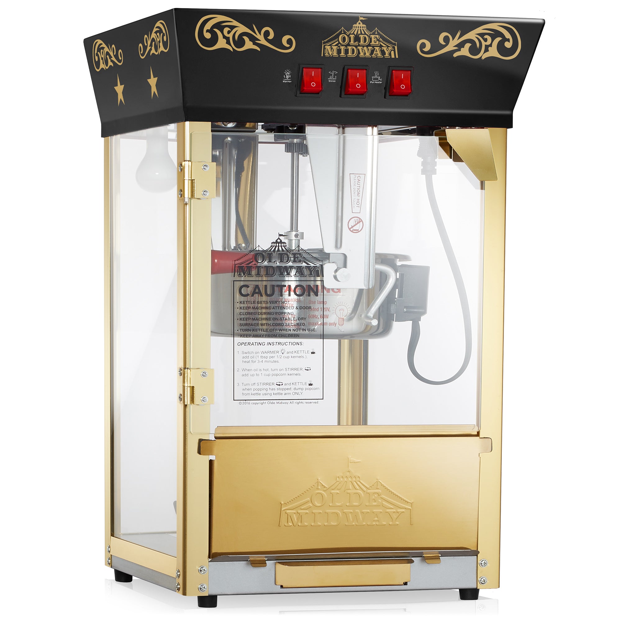 Movie Theater Popcorn Machine with 8 oz. Kettle, Cream - Olde Midway Popcorn machine for movie theater