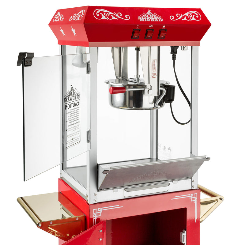 VEVOR Popcorn Popper Machine 8 oz Popcorn Maker with Cart 850W 48 Cups Red