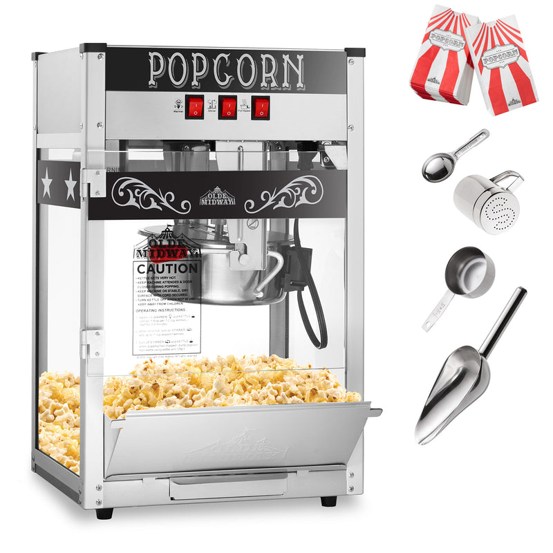 Galaxy 8 oz. Black Popcorn Machine / Popper - 120V