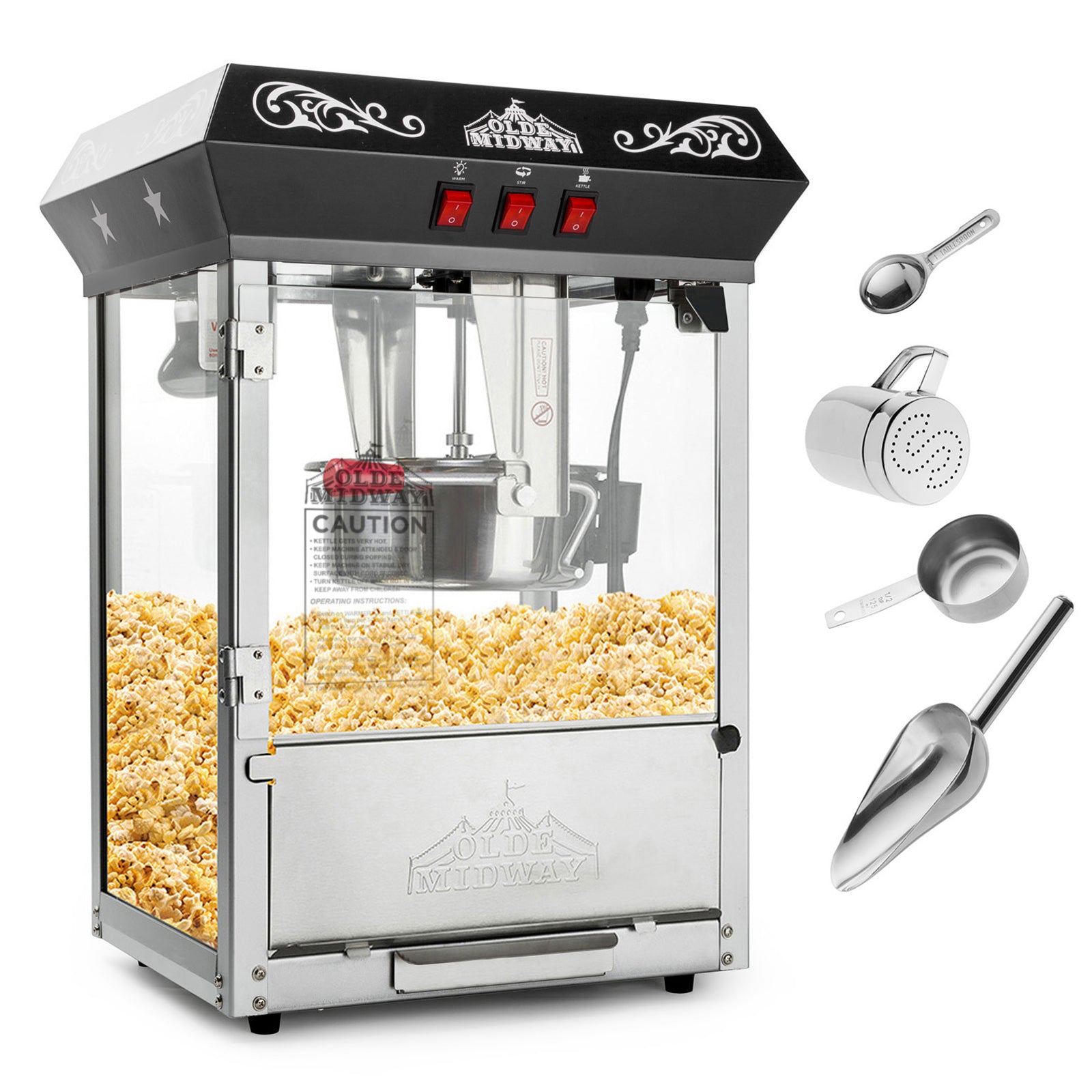 OPEN BOX - Bar Style Popcorn Popper Machine with 10-Ounce Kettle - Bla