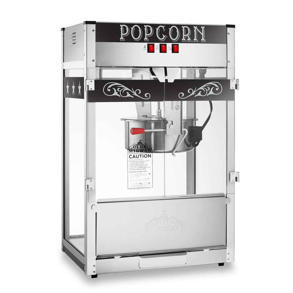 Commercial Popcorn Machine with 8 oz. Kettle, Black - Olde Midway