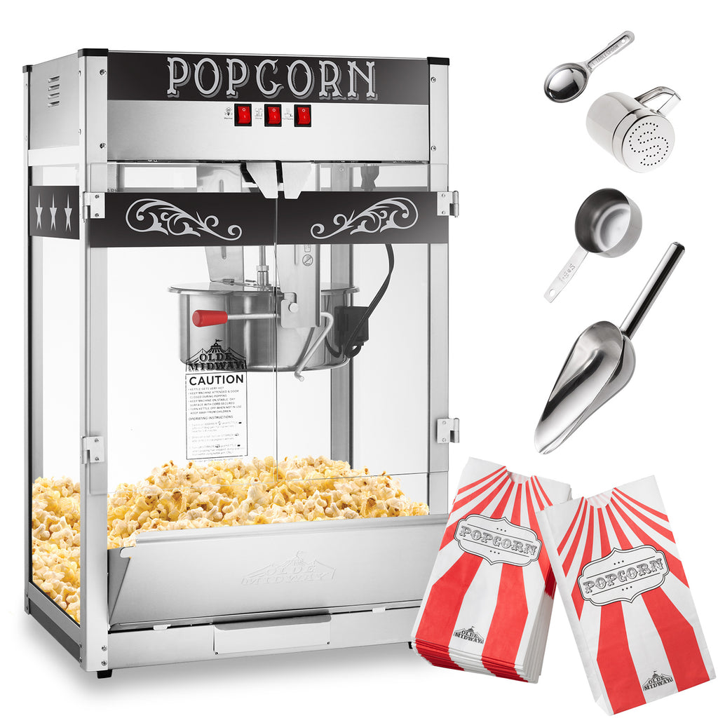 Olde Midway Commercial Popcorn Machine Maker Popper with Large 12-Ounce  Kettle