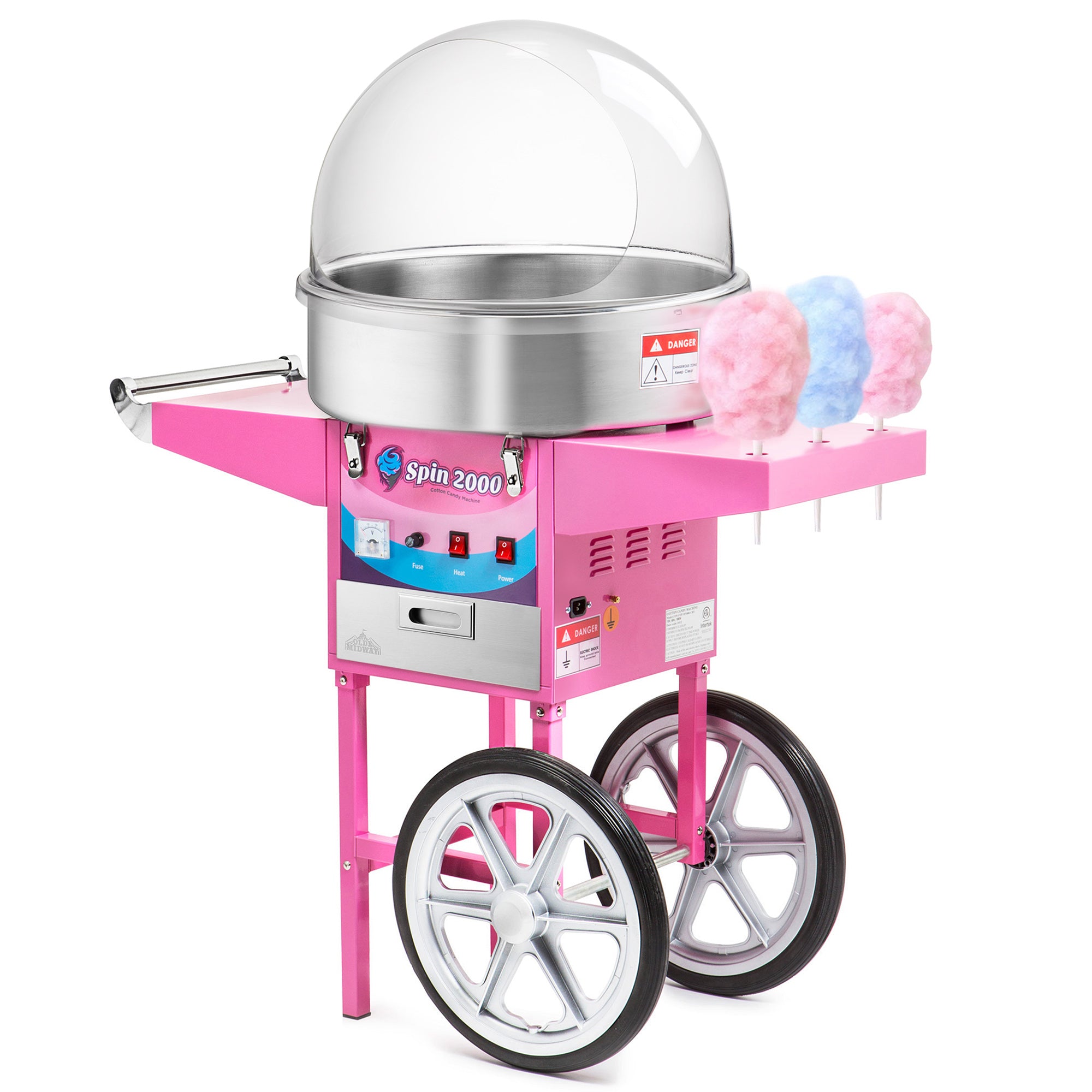 SPIN 2000 Cotton Candy Machine with Cart and Dome Cover - Olde Midway