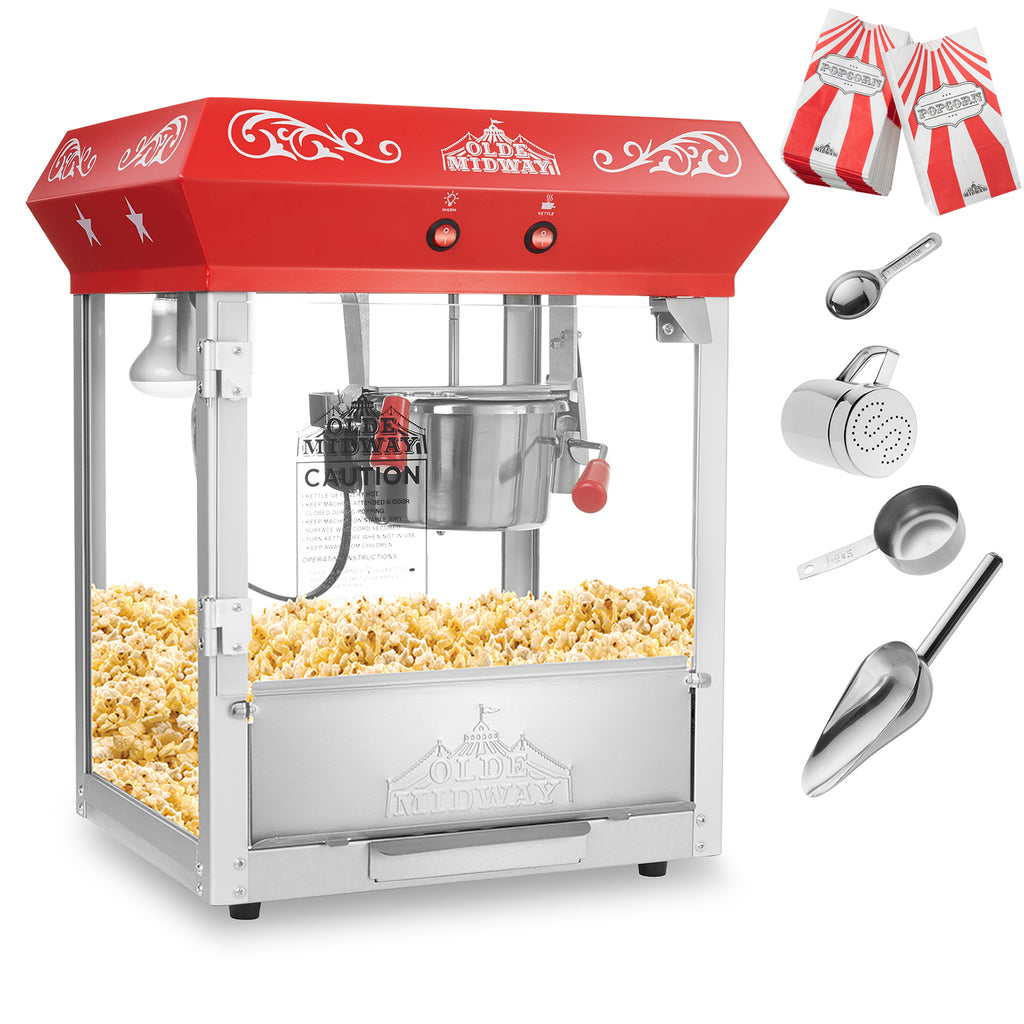 Great Northern Popcorn Machine Pop Pup Retro Style Popcorn Popper, (2.5Oz, Red)