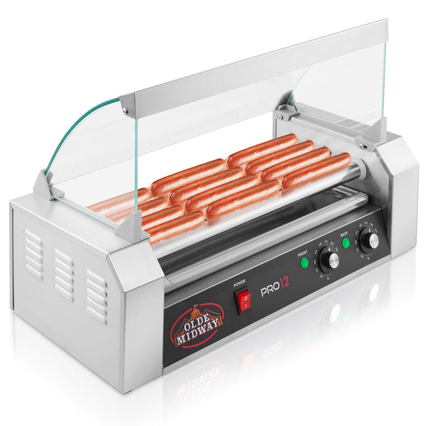 PRO12 Hot Dog Roller Machine with 5 Rollers & Cover - Olde Midway