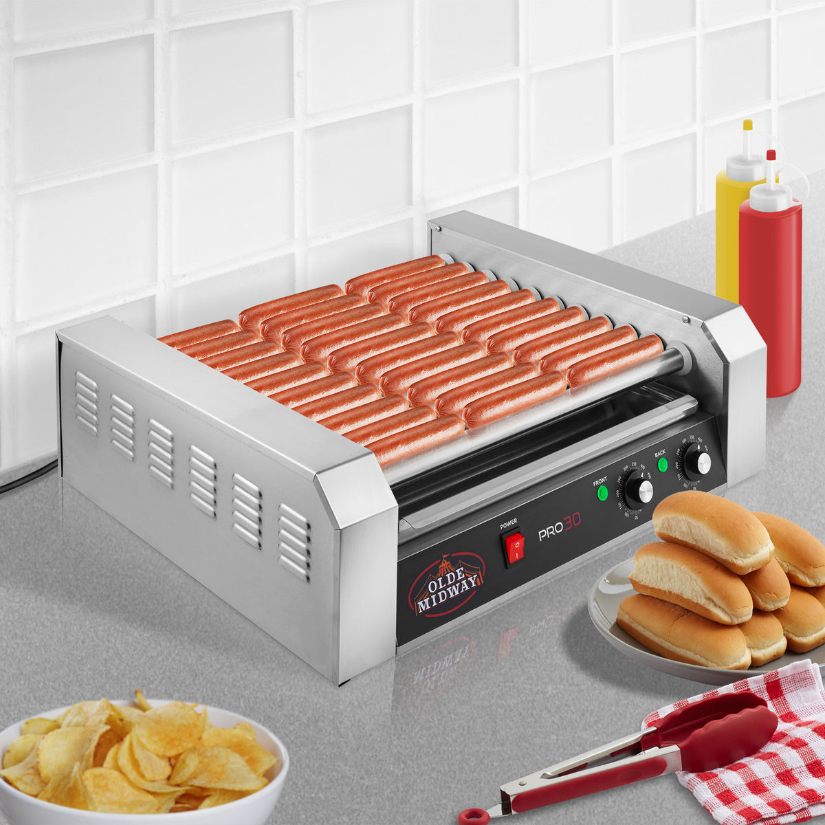 PRO30 Hot Dog Roller Machine with 11 Rollers - Olde Midway