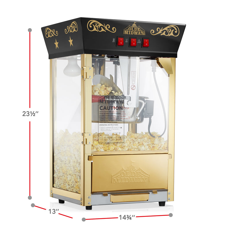Olde Midway Movie Theater-Style Popcorn Machine Popper with Cart and 10 oz  Kettle, Black