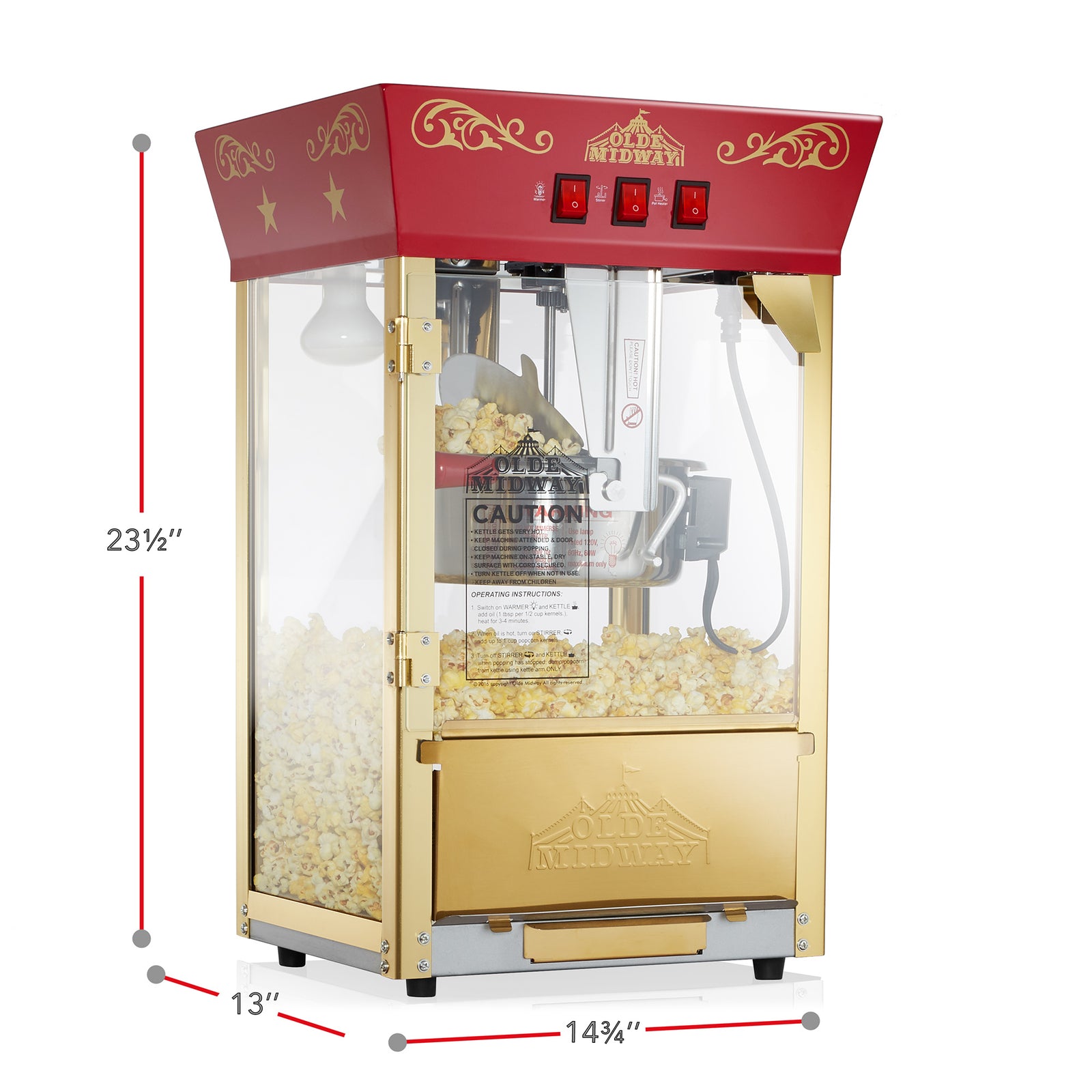 Movie Theater Popcorn Machine with 10 oz. Kettle, Red Olde Midway