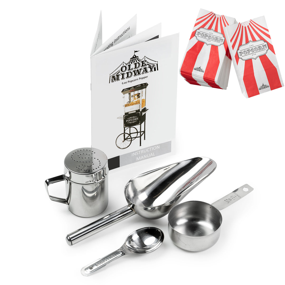 Vintage Popcorn Machine with Cart and 6 oz. Kettle, Black - Olde